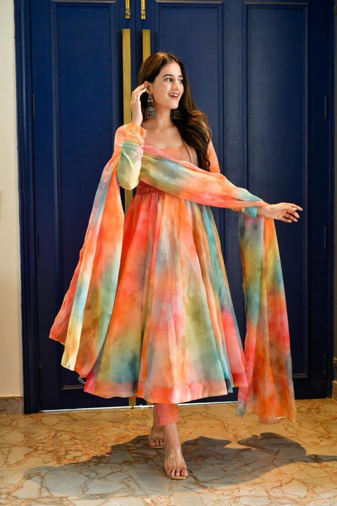 Buy Women's Gown Kurtis | Designer Party Ware Fancy Wedding Ethnic Set Kurta /Kurti for Women (Medium, Blue) at Amazon.in
